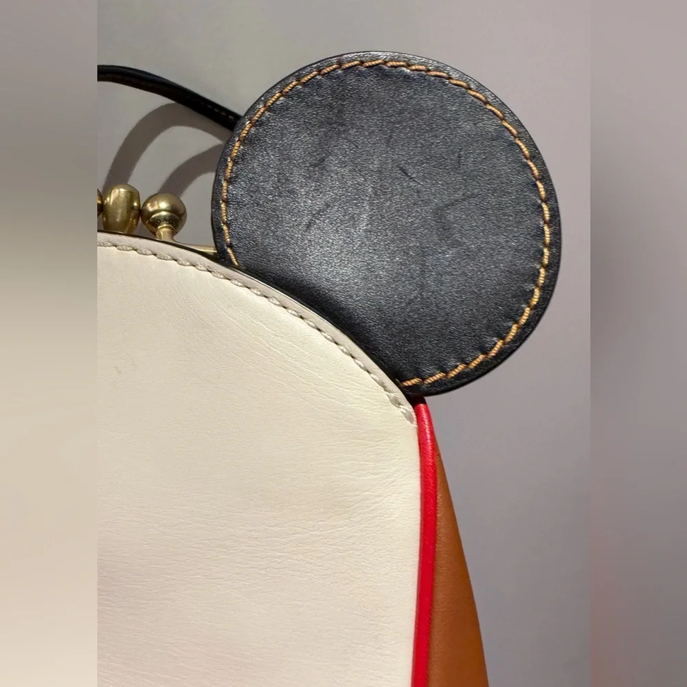 Coach Keith X Haring Disney Mickey Mouse Bag Leather Beige Handbag-RRP$799